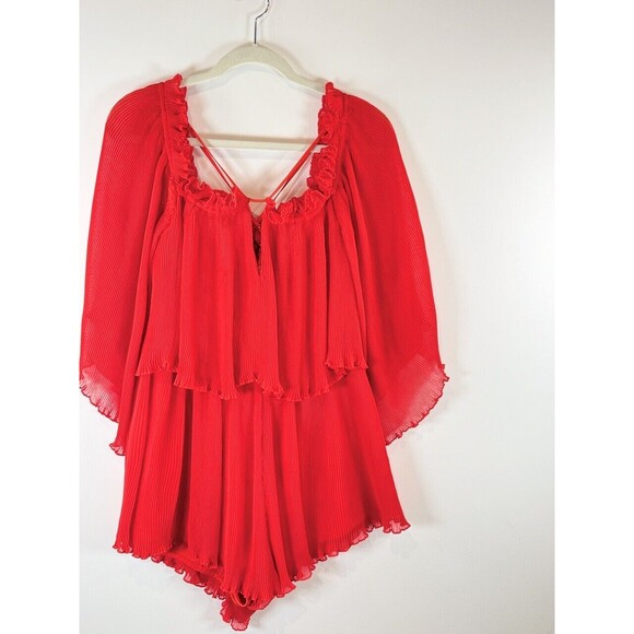 Alice McCall Womens Romper Red Locomotion Playsuit Off Shoulder Ruffle Size 6 - Picture 5 of 11